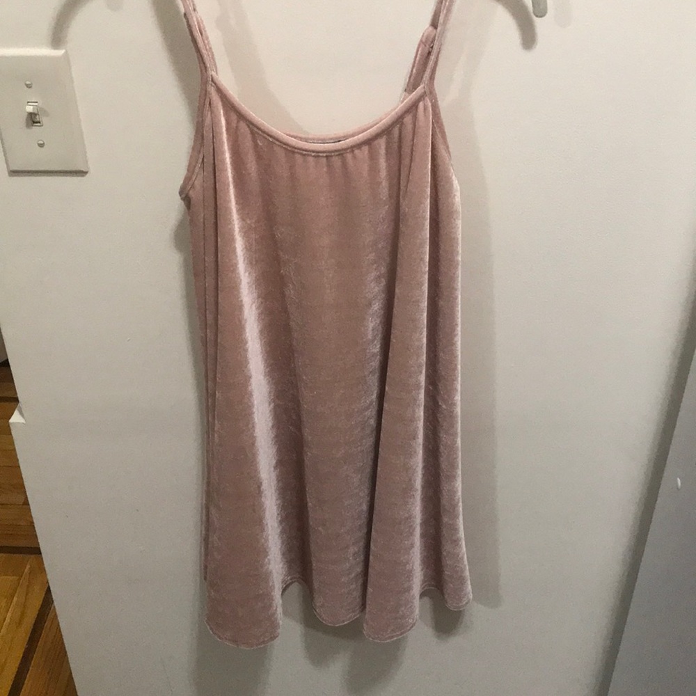 American Eagle velvet light pink dress.